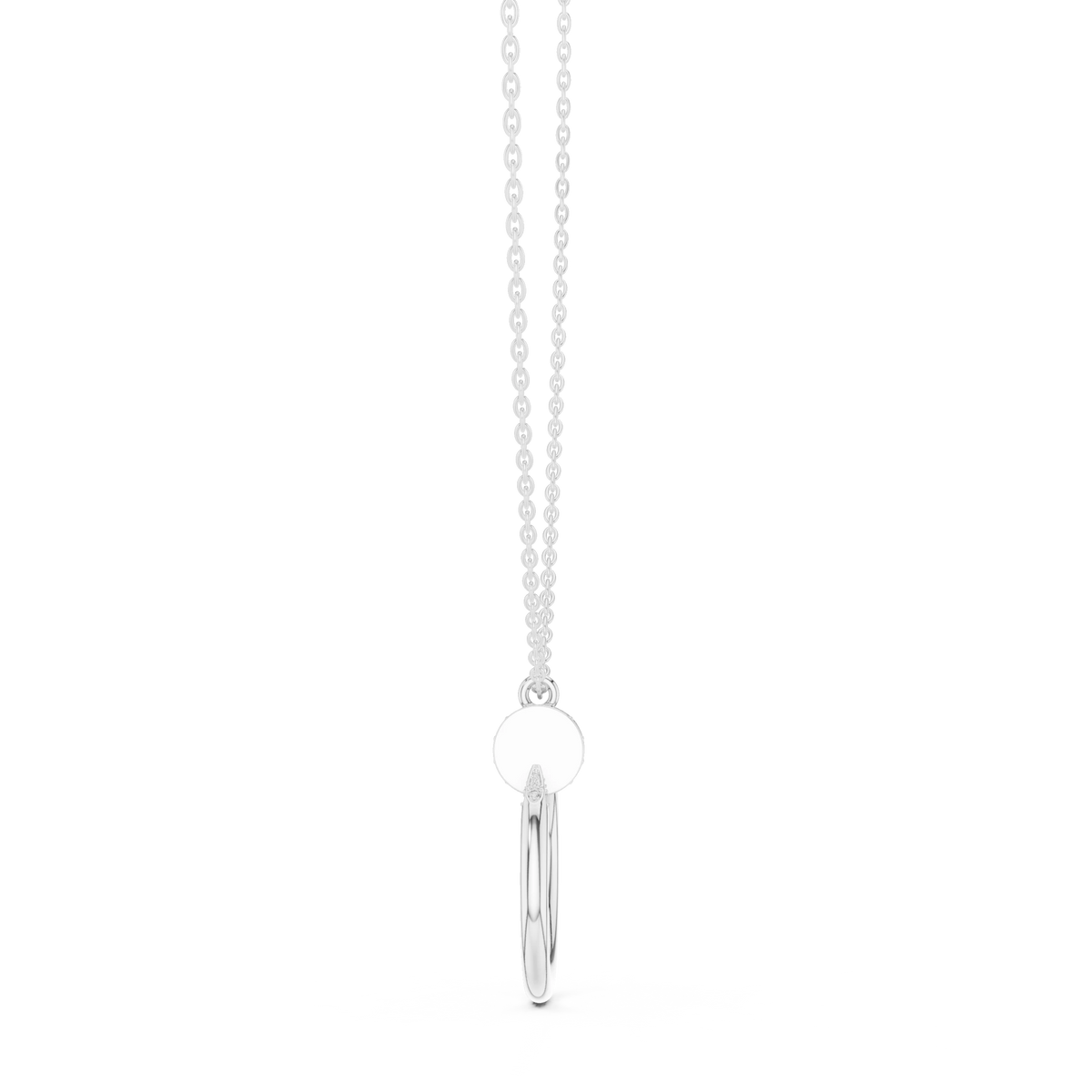 Pavé Nail Open Circle Moissanite Pendant in white 925 sterling silver, view 3
