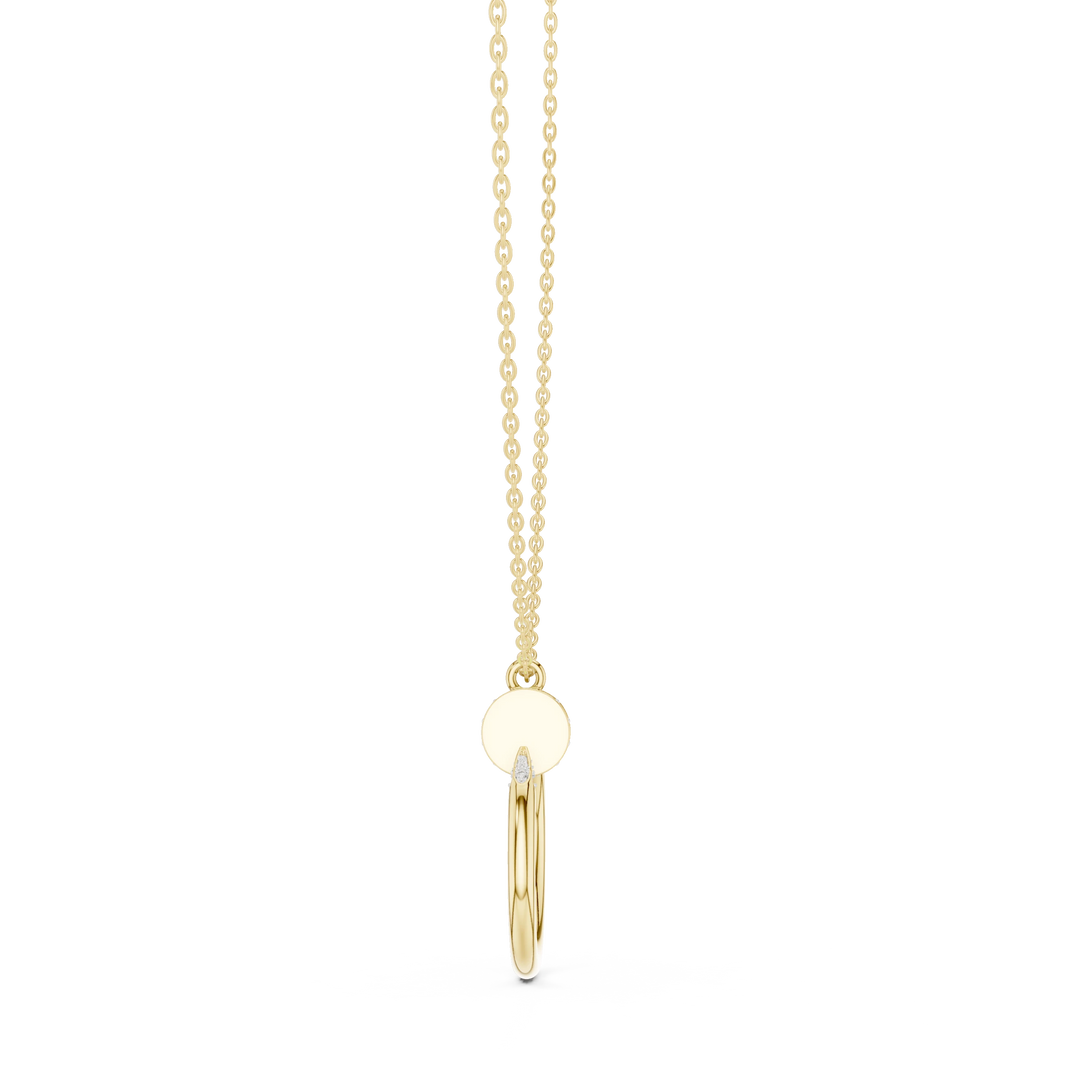 Pavé Nail Open Circle Moissanite Pendant in yellow 925 sterling silver, view 3