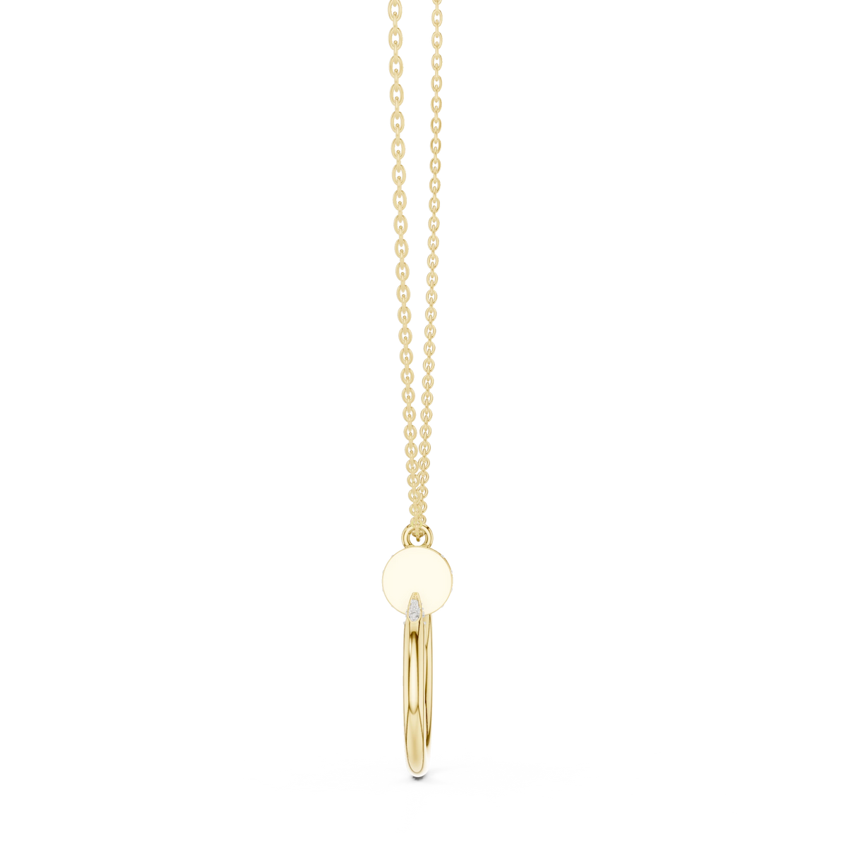 Pavé Nail Open Circle Moissanite Pendant in yellow 925 sterling silver, view 3