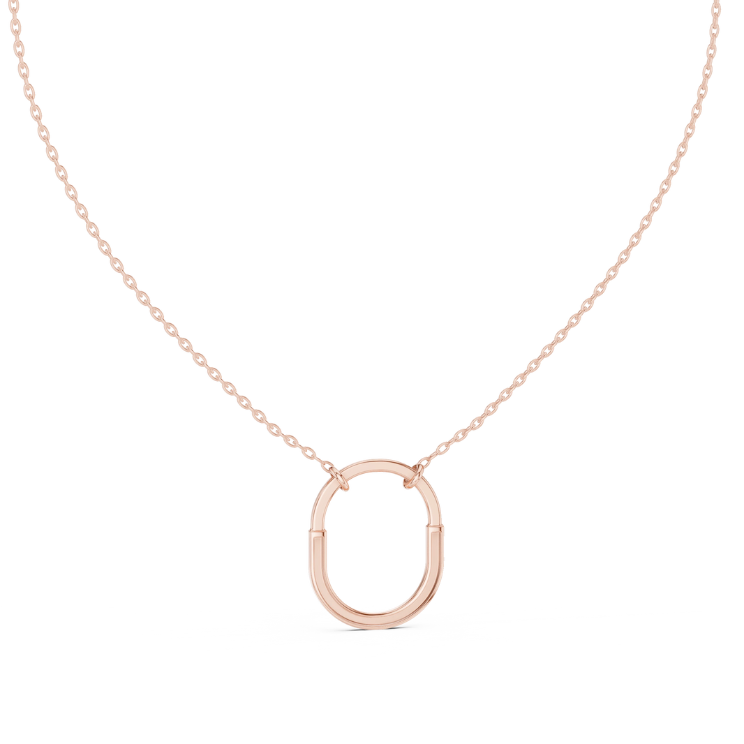 Pavé U Lock Moissanite Pendant in rose 925 sterling silver, view 4