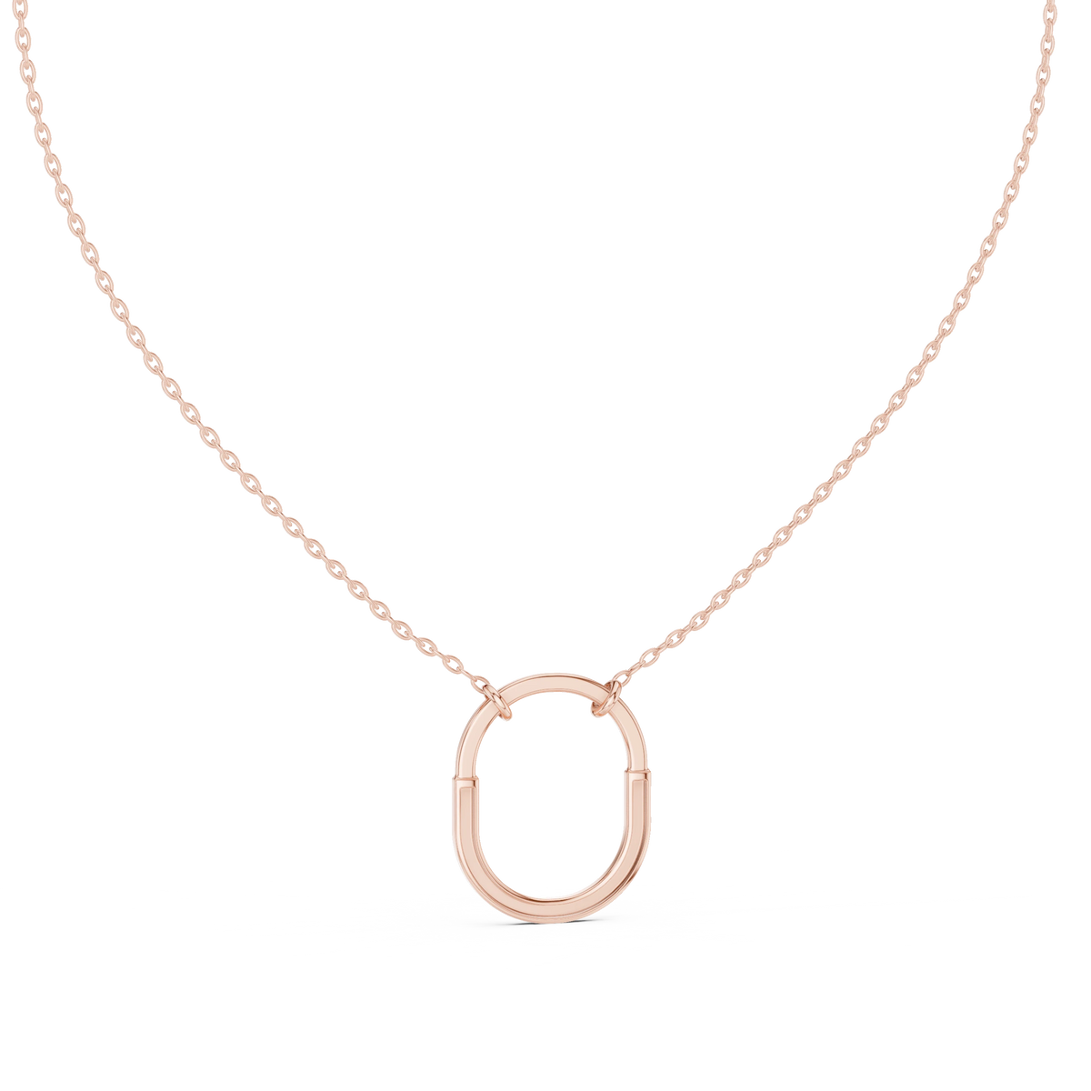 Pavé U Lock Moissanite Pendant in rose 925 sterling silver, view 4