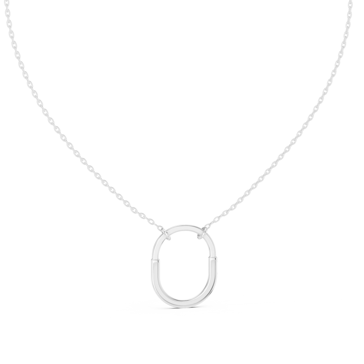 Pavé U Lock Moissanite Pendant in white 925 sterling silver, view 4
