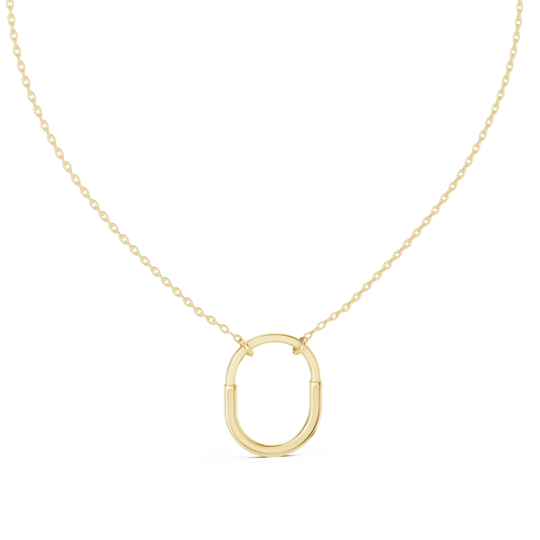 Pavé U Lock Moissanite Pendant in yellow 925 sterling silver, view 4