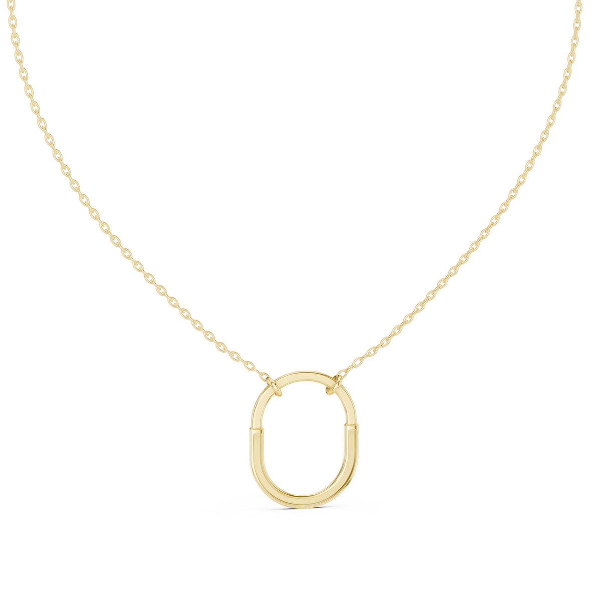 Pavé U Lock Moissanite Pendant in yellow 925 sterling silver, view 4