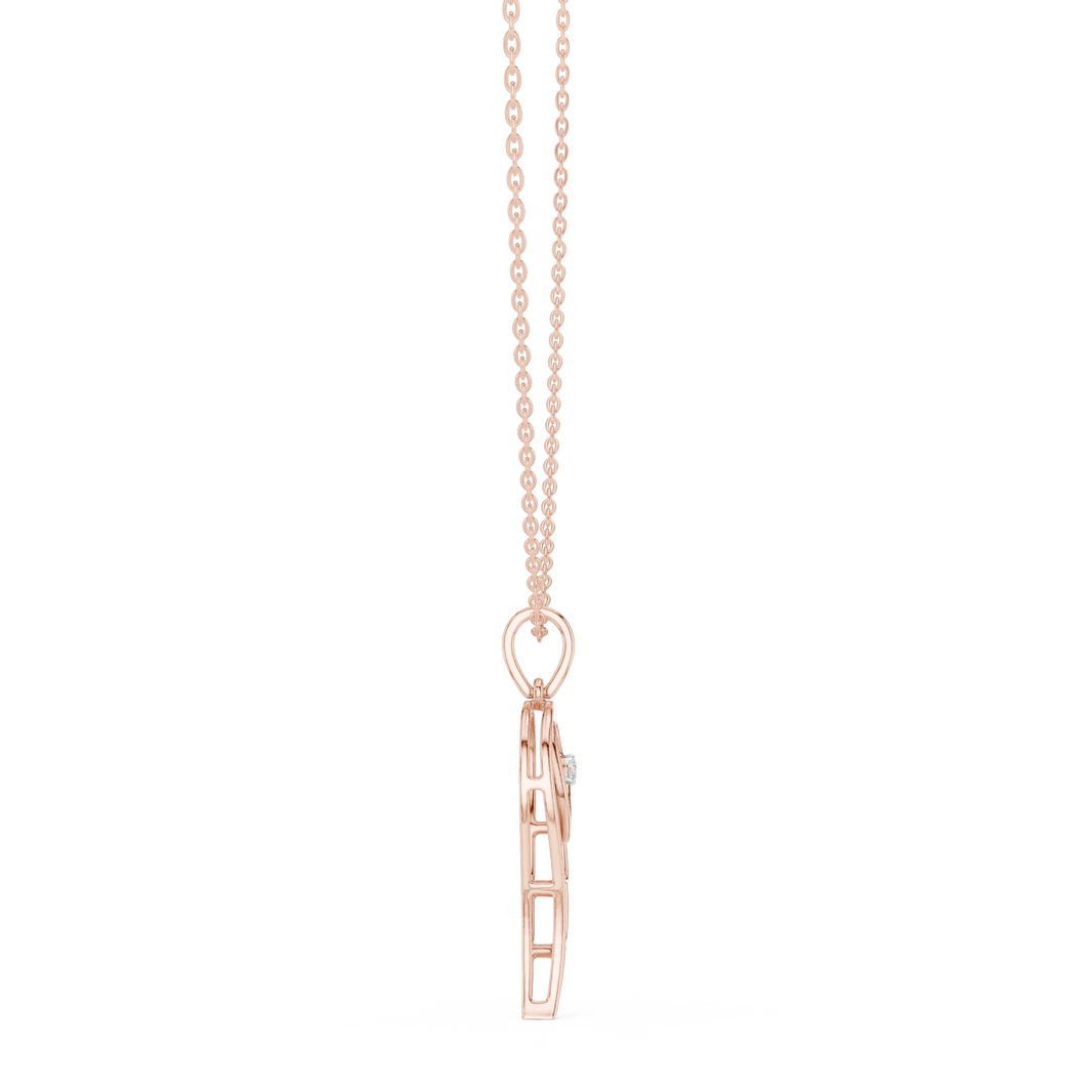 Angel Wing Heart Moissanite Pendant in rose 925 sterling silver, view 3