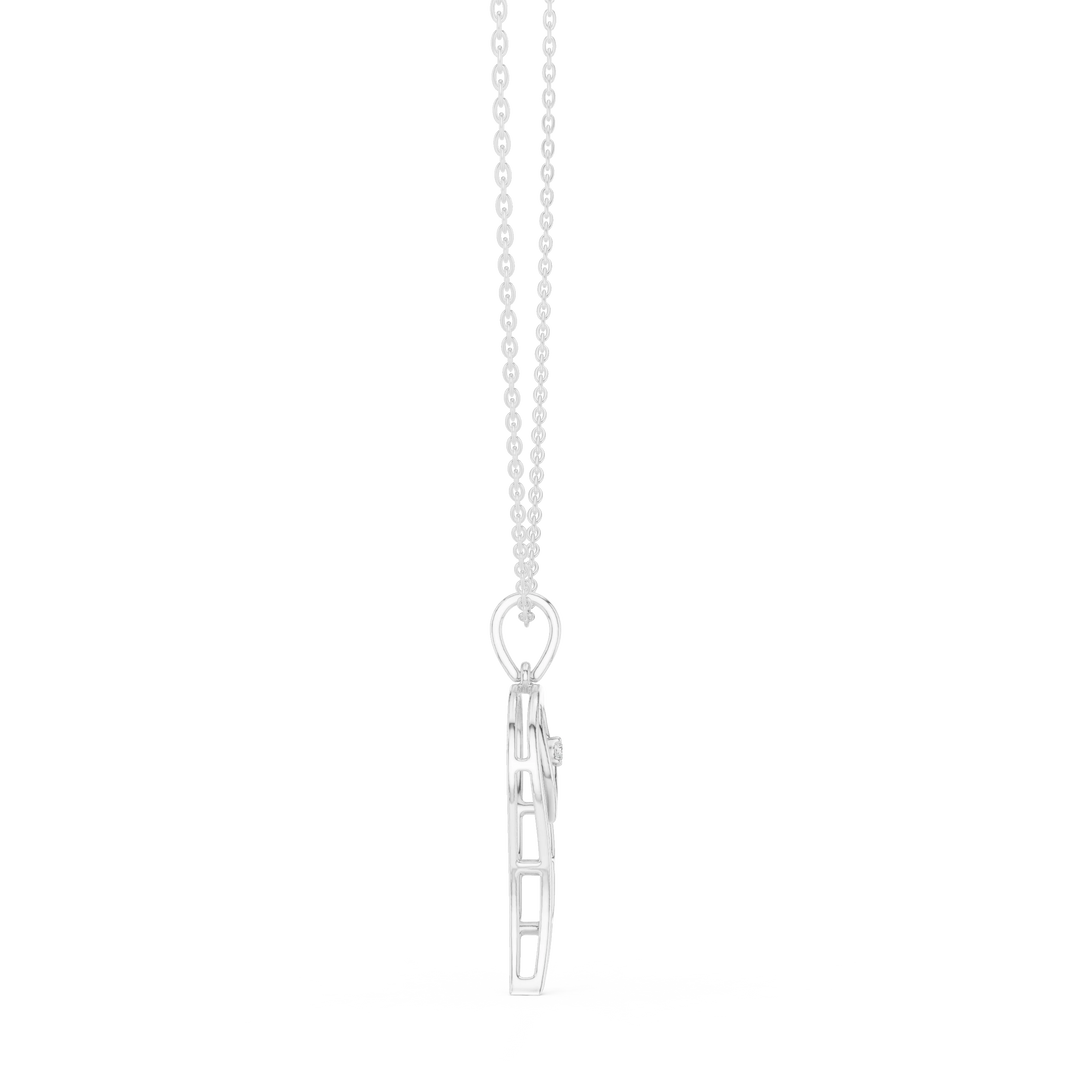 Angel Wing Heart Moissanite Pendant in white 925 sterling silver, view 3