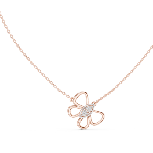 Open Butterfly Moissanite Pendant in rose 925 sterling silver, view 1