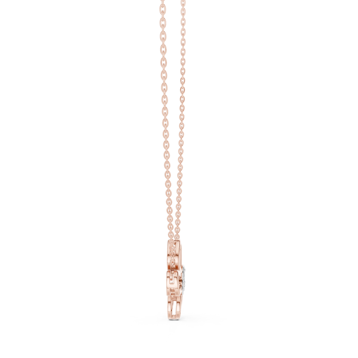 Open Butterfly Moissanite Pendant in rose 925 sterling silver, view 3