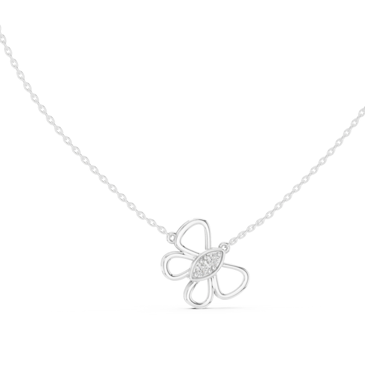 Open Butterfly Moissanite Pendant in white 925 sterling silver, view 1