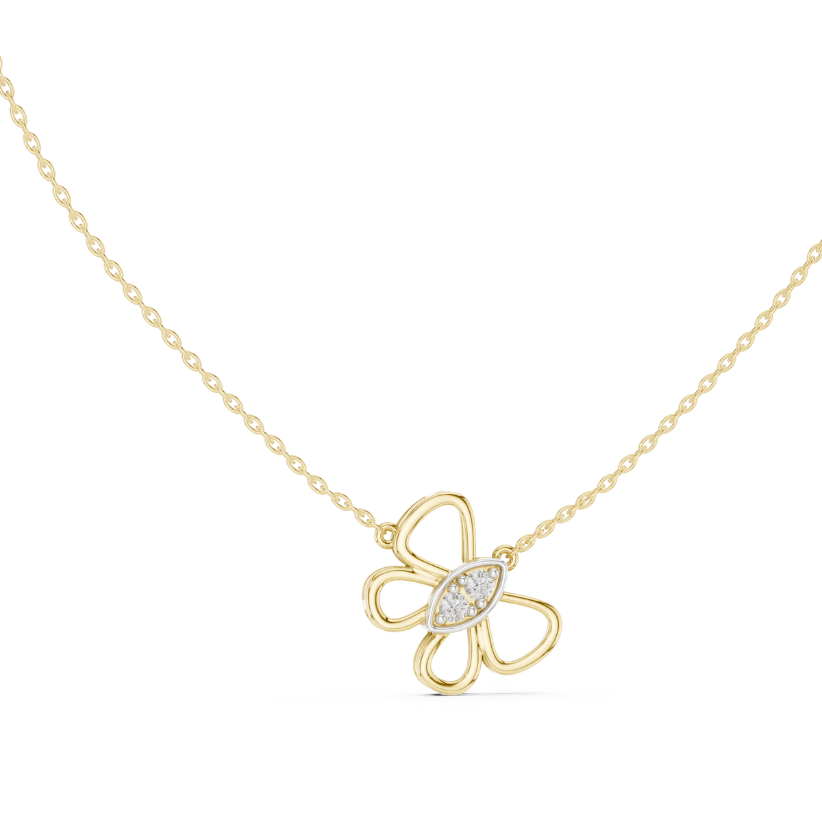 Open Butterfly Moissanite Pendant in yellow 925 sterling silver, view 1