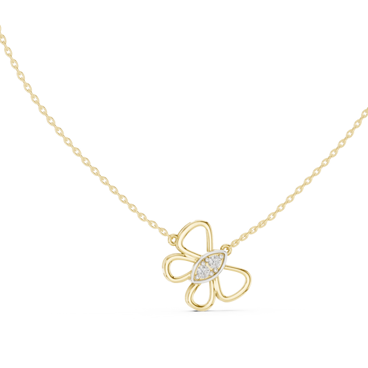 Open Butterfly Moissanite Pendant in yellow 925 sterling silver, view 1