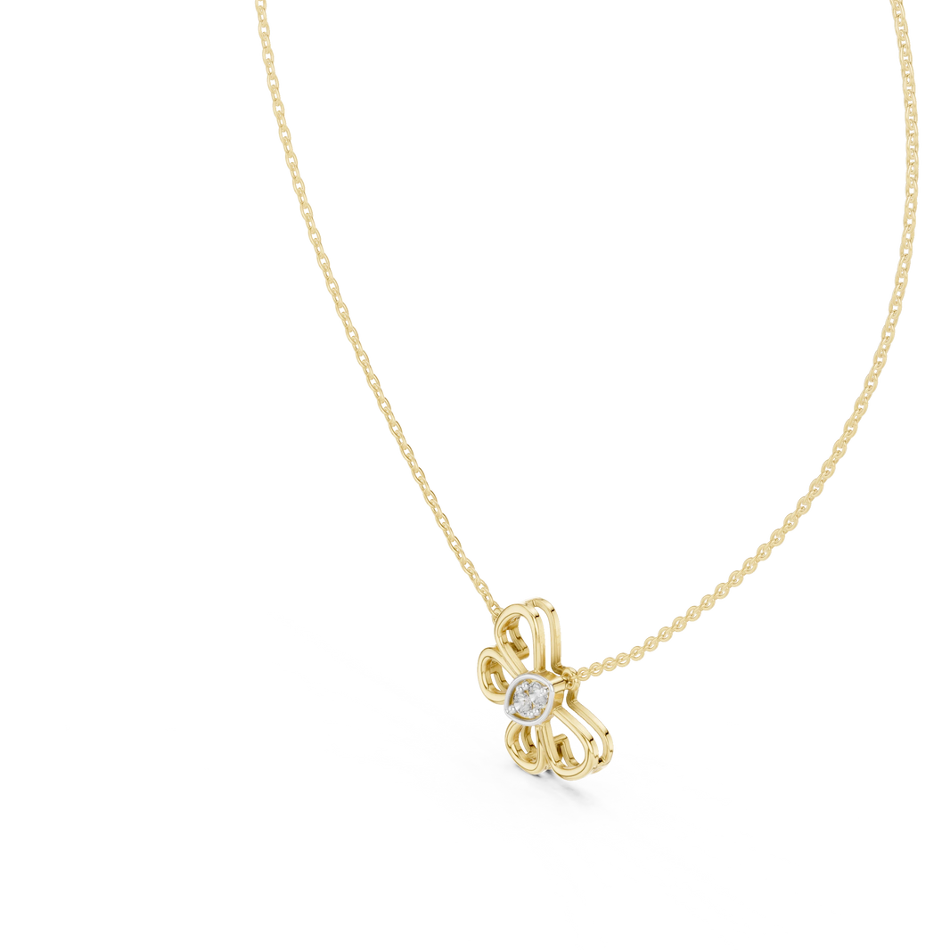 Open Butterfly Moissanite Pendant in yellow 925 sterling silver, view 2