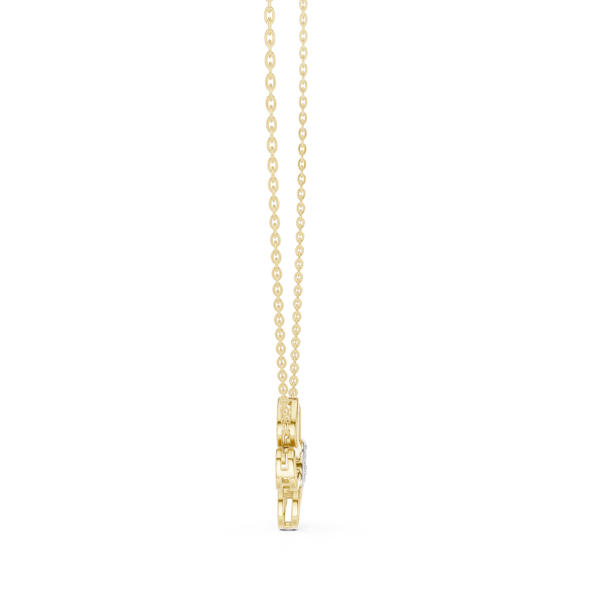 Open Butterfly Moissanite Pendant in yellow 925 sterling silver, view 3
