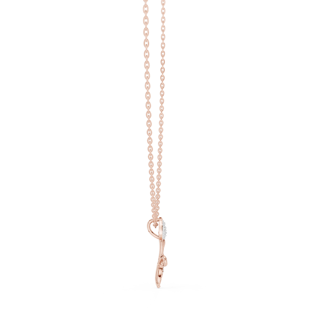Pavé Tulip Moissanite Pendant in rose 925 sterling silver, view 3