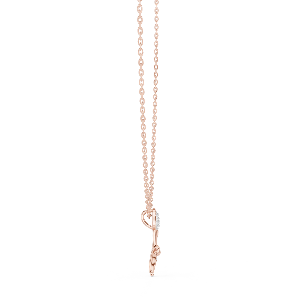 Pavé Tulip Moissanite Pendant in rose 925 sterling silver, view 3