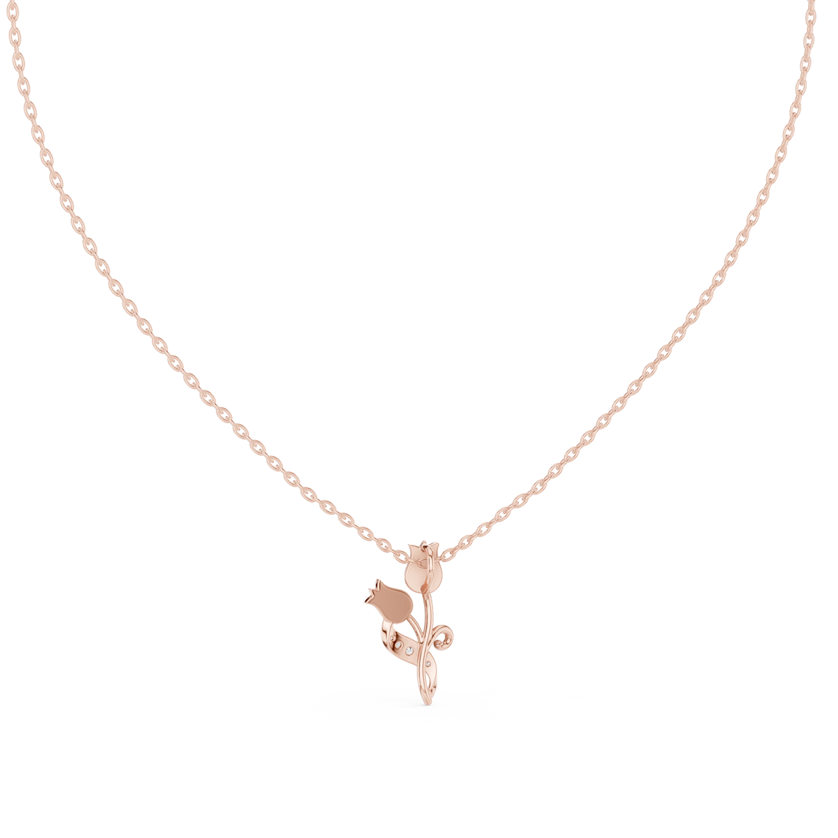 Pavé Tulip Moissanite Pendant in rose 925 sterling silver, view 4
