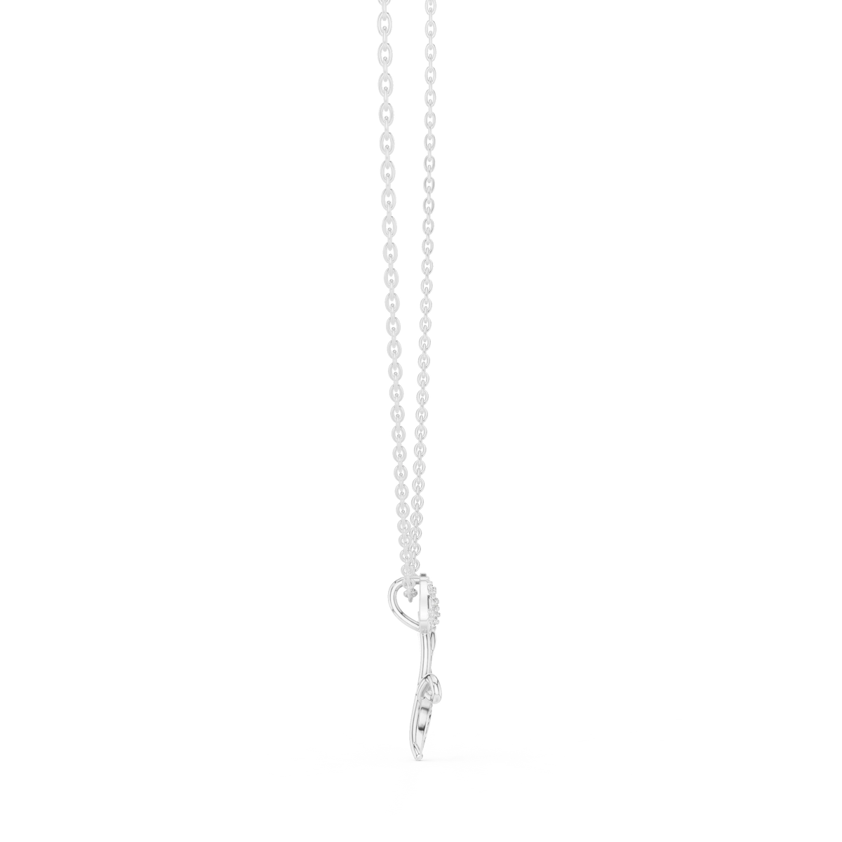 Pavé Tulip Moissanite Pendant in white 925 sterling silver, view 3