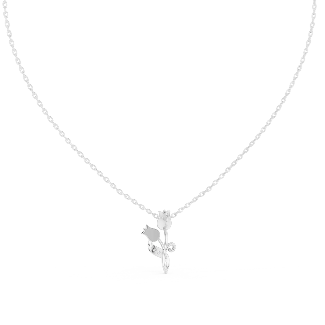 Pavé Tulip Moissanite Pendant in white 925 sterling silver, view 4