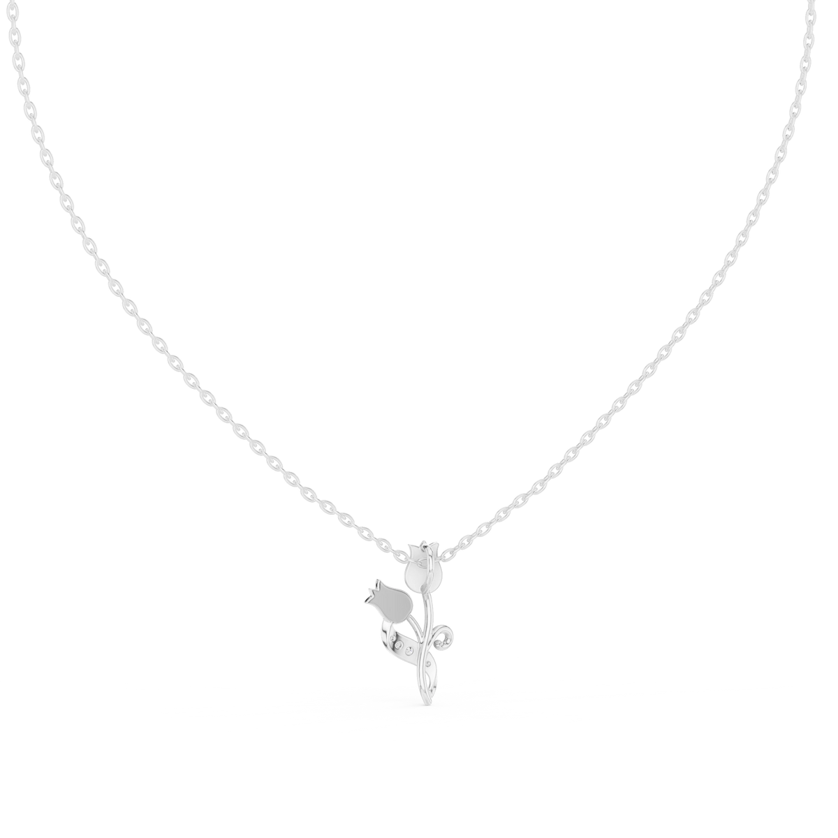 Pavé Tulip Moissanite Pendant in white 925 sterling silver, view 4