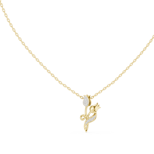 Pavé Tulip Moissanite Pendant in yellow 925 sterling silver, view 1