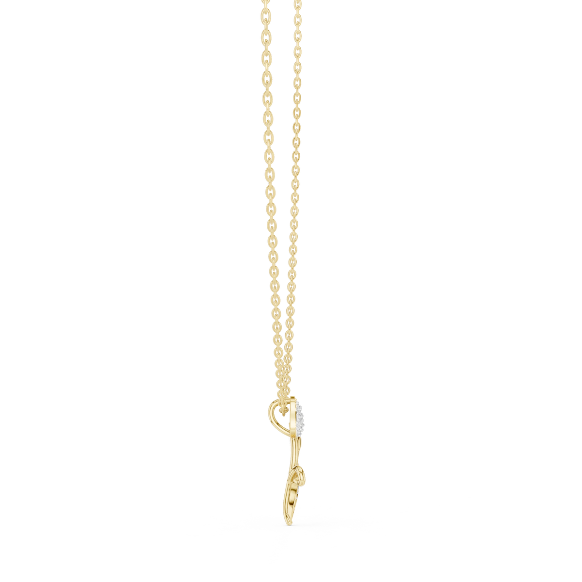 Pavé Tulip Moissanite Pendant in yellow 925 sterling silver, view 3