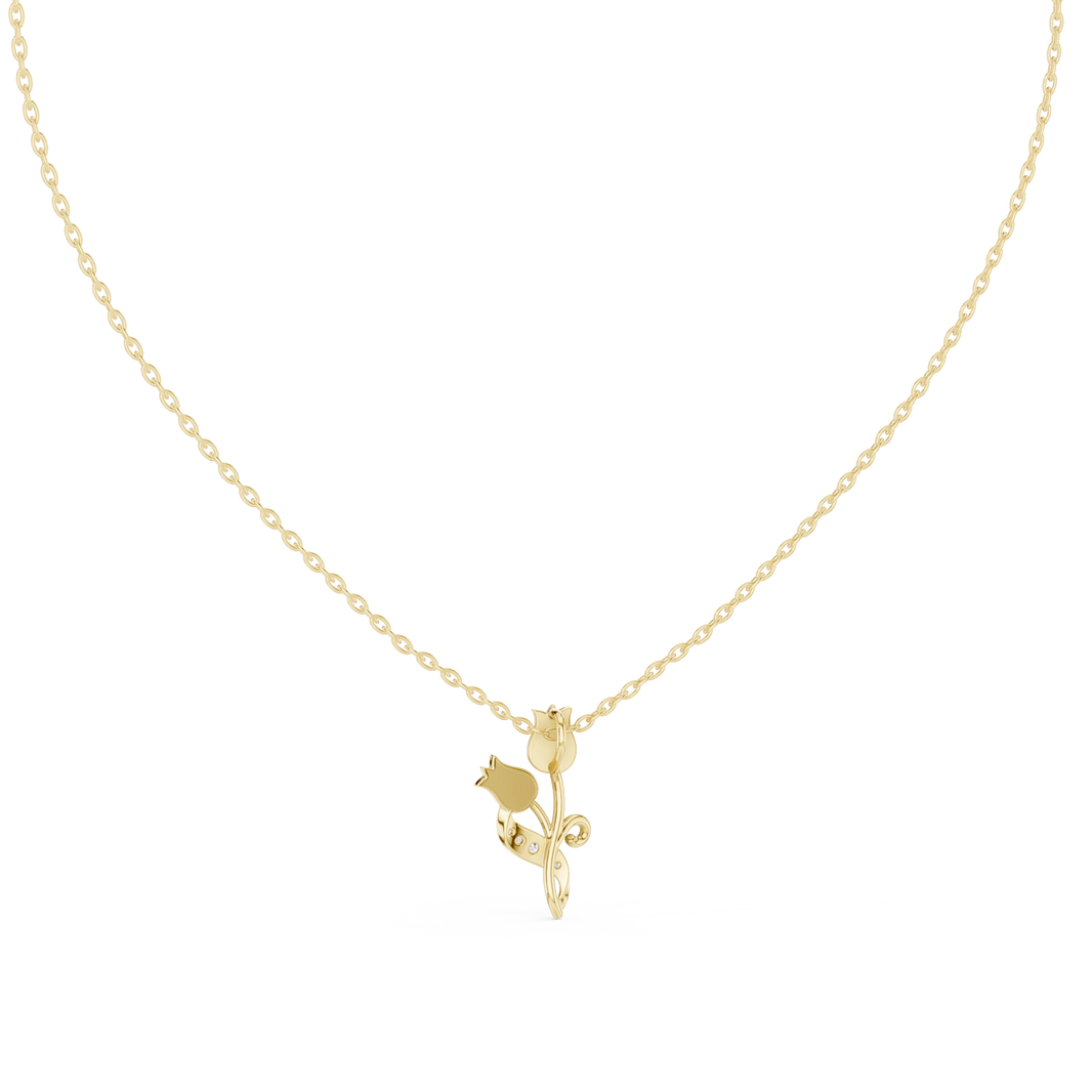 Pavé Tulip Moissanite Pendant in yellow 925 sterling silver, view 4