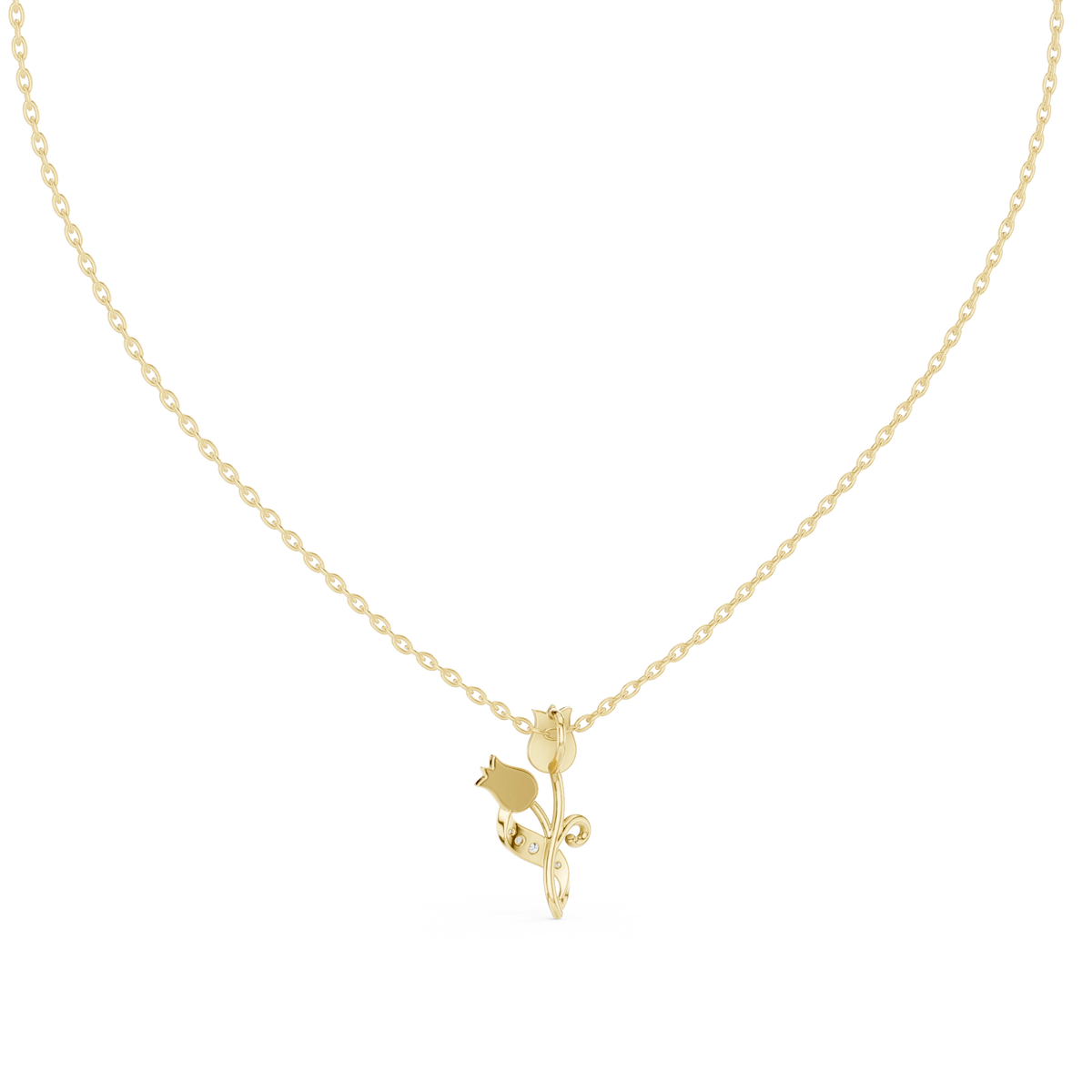 Pavé Tulip Moissanite Pendant in yellow 925 sterling silver, view 4
