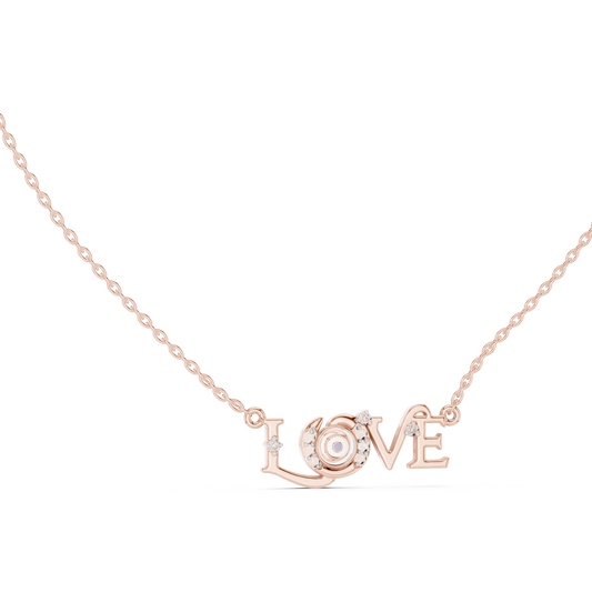 LOVE Evil Eye Moissanite Pendant in rose 925 sterling silver, view 1