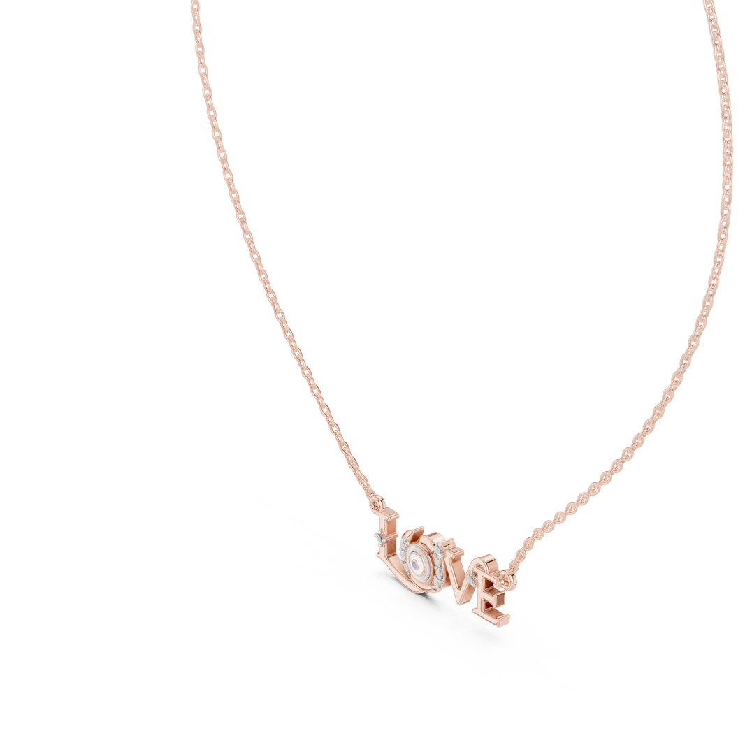 LOVE Evil Eye Moissanite Pendant in rose 925 sterling silver, view 2