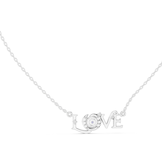LOVE Evil Eye Moissanite Pendant in white 925 sterling silver, view 1