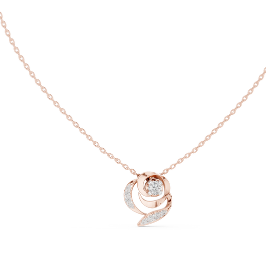 Swirl Rose Moissanite Pendant in rose 925 sterling silver, view 1