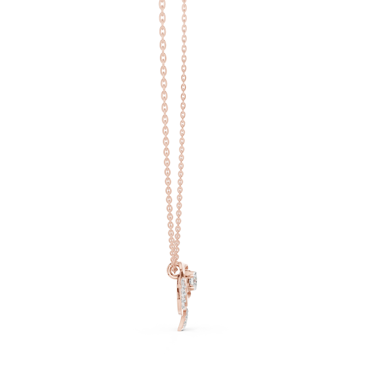Swirl Rose Moissanite Pendant in rose 925 sterling silver, view 3