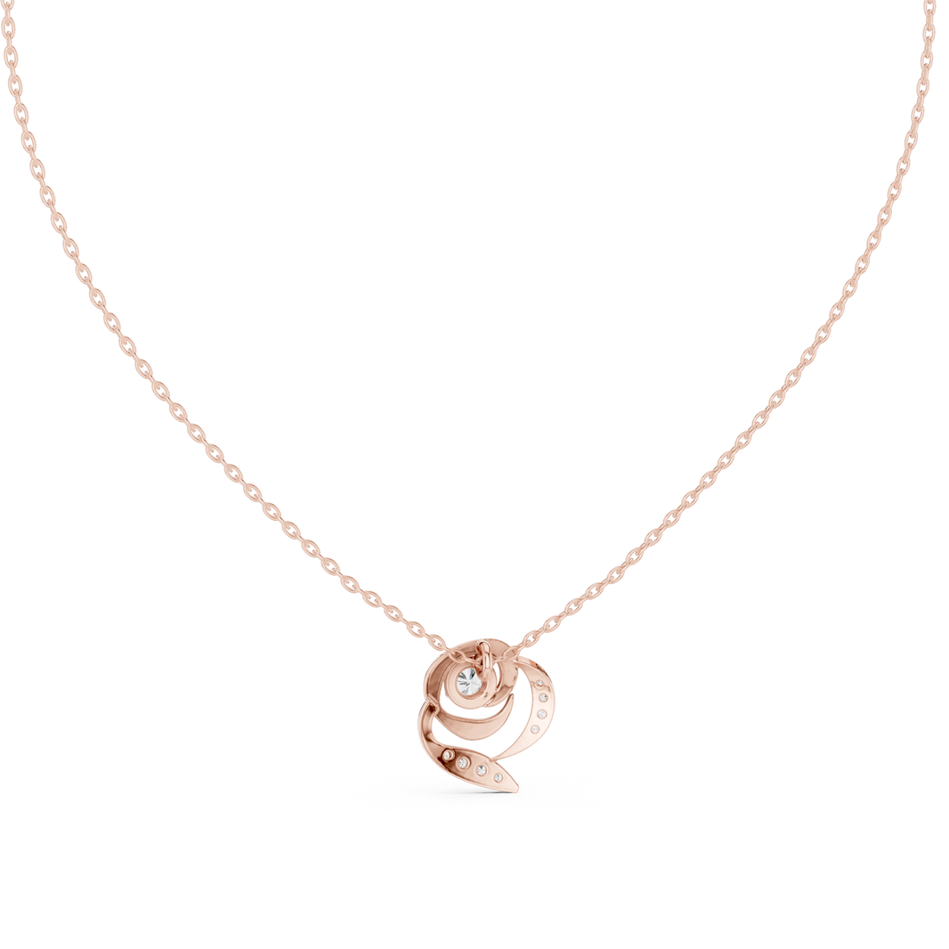 Swirl Rose Moissanite Pendant in rose 925 sterling silver, view 4