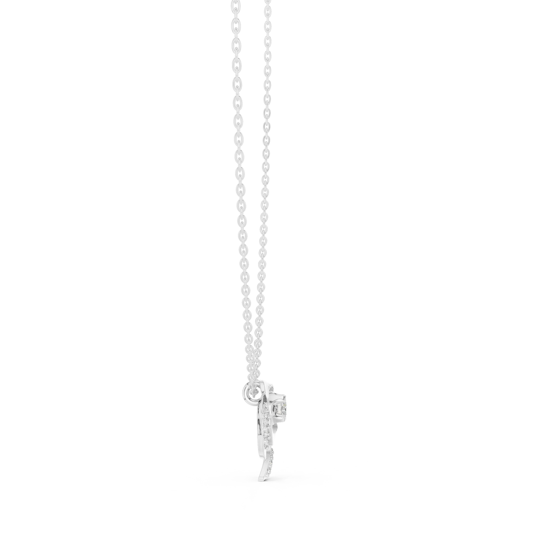 Swirl Rose Moissanite Pendant in white 925 sterling silver, view 3