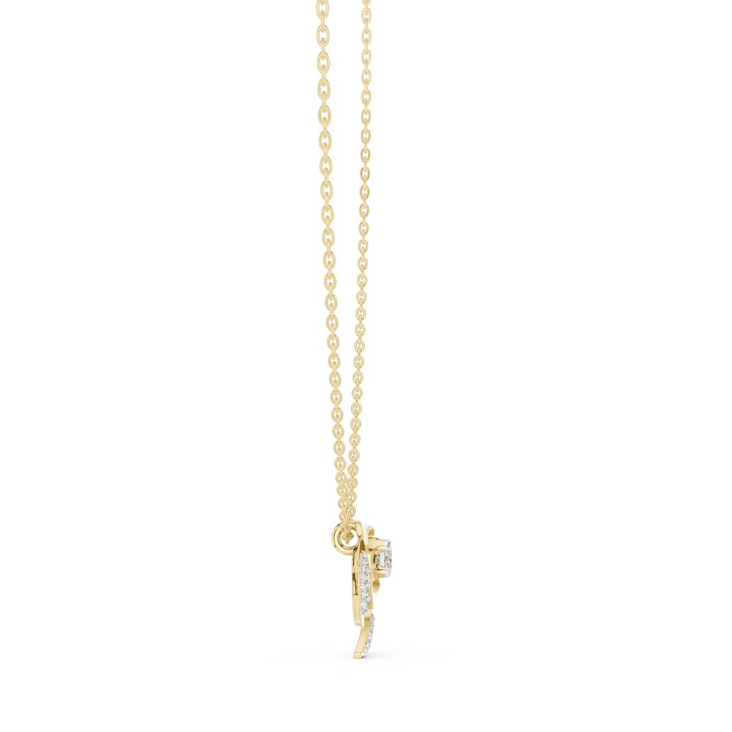 Swirl Rose Moissanite Pendant in yellow 925 sterling silver, view 3
