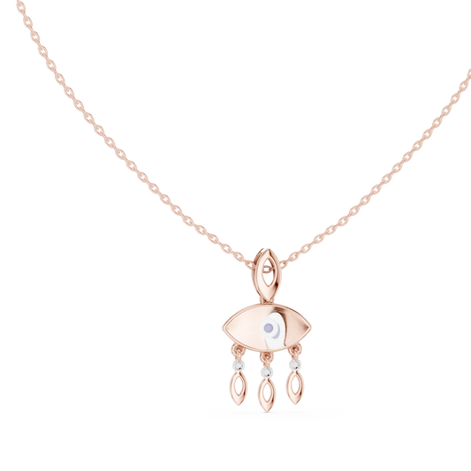 Evil Eye Marquise Drop Moissanite Pendant in rose 925 sterling silver, view 1