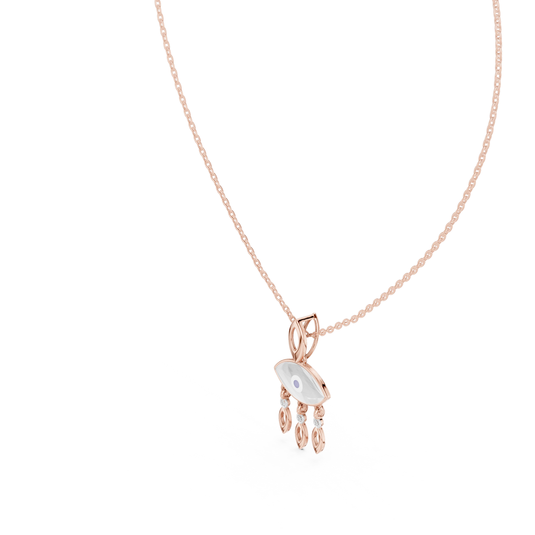 Evil Eye Marquise Drop Moissanite Pendant in rose 925 sterling silver, view 2