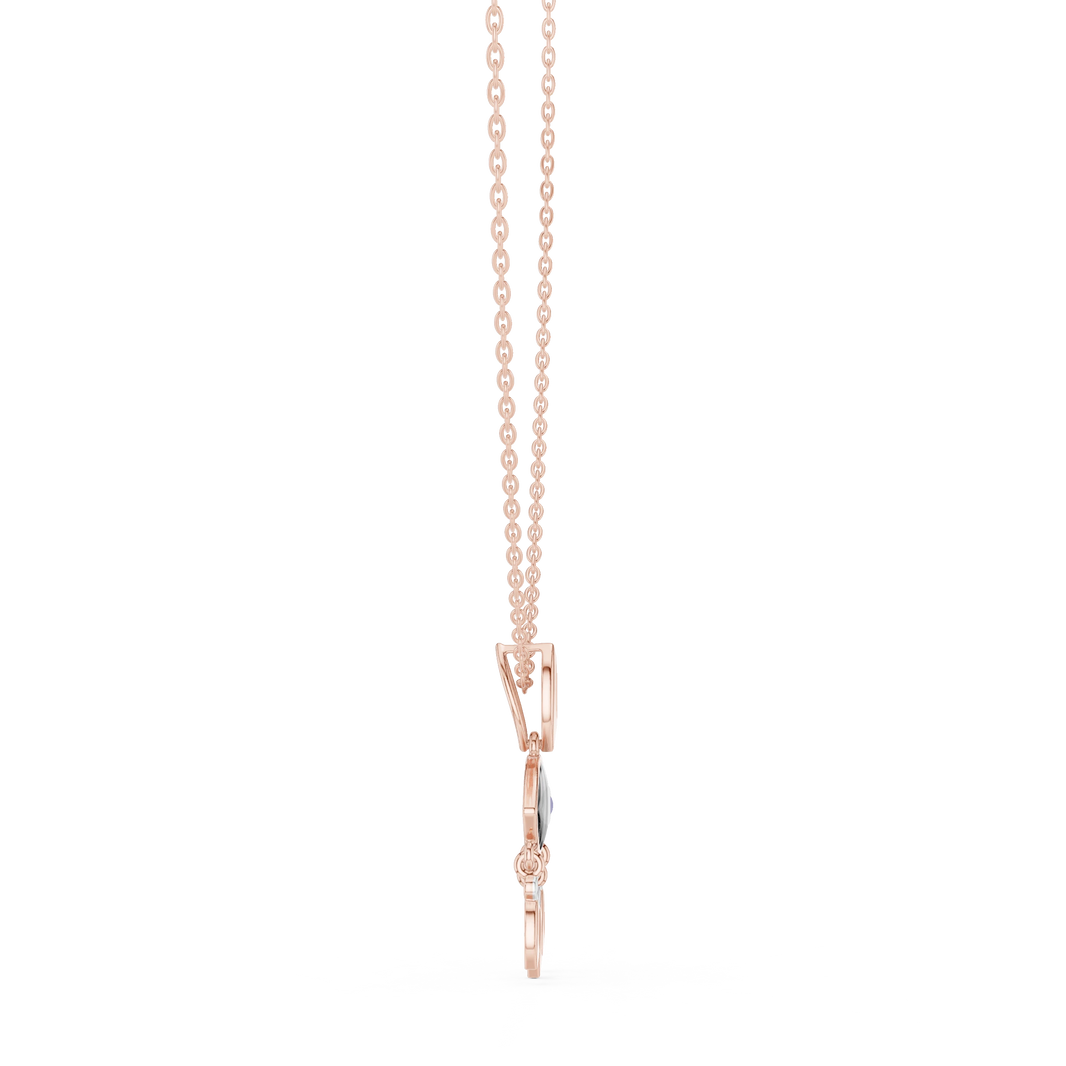 Evil Eye Marquise Drop Moissanite Pendant in rose 925 sterling silver, view 3