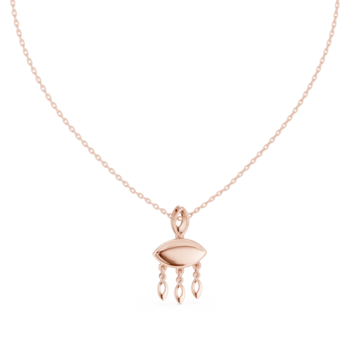 Evil Eye Marquise Drop Moissanite Pendant in rose 925 sterling silver, view 4