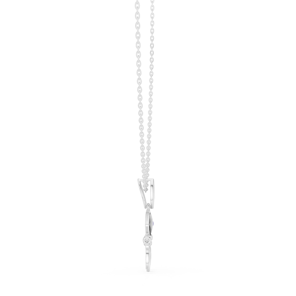 Evil Eye Marquise Drop Moissanite Pendant in white 925 sterling silver, view 3