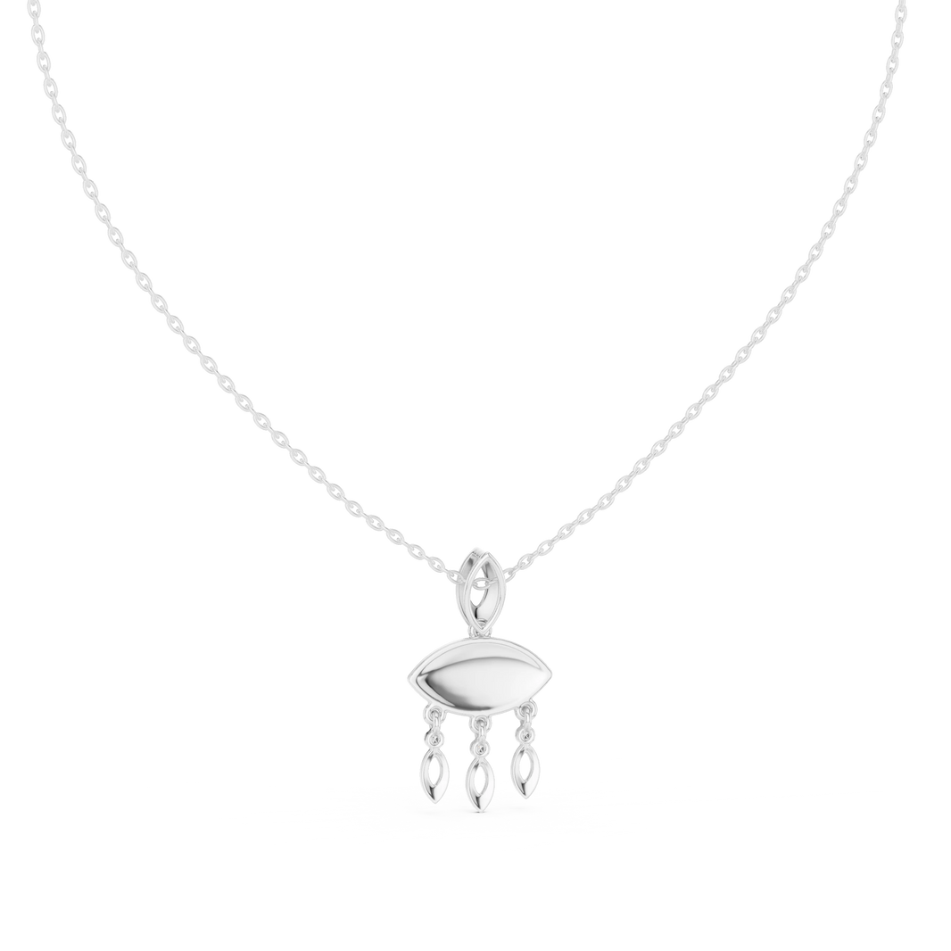 Evil Eye Marquise Drop Moissanite Pendant in white 925 sterling silver, view 4