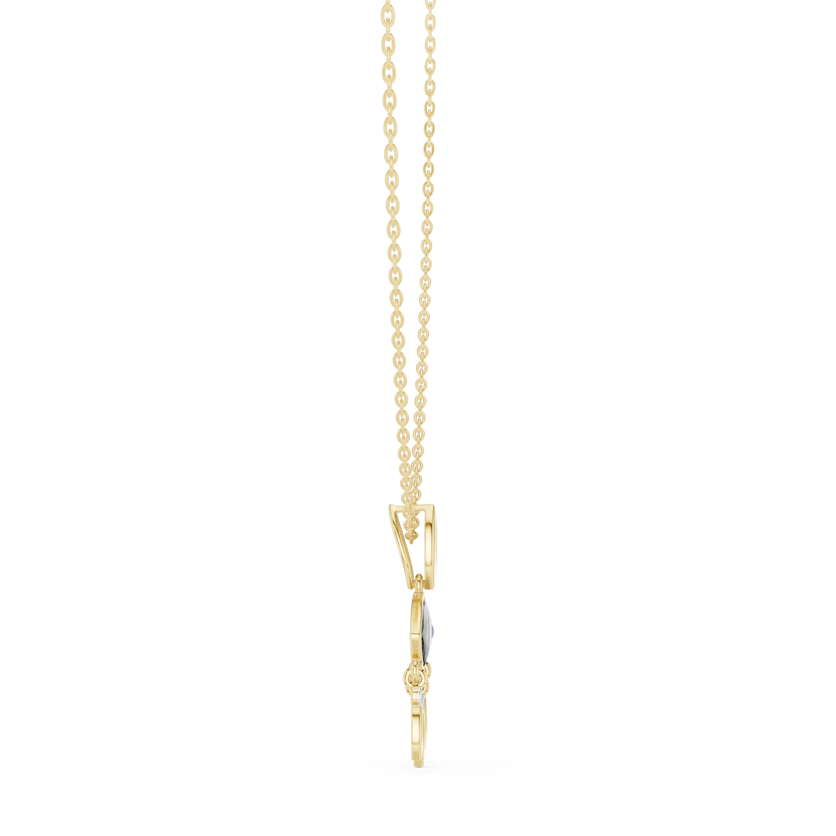 Evil Eye Marquise Drop Moissanite Pendant in yellow 925 sterling silver, view 3