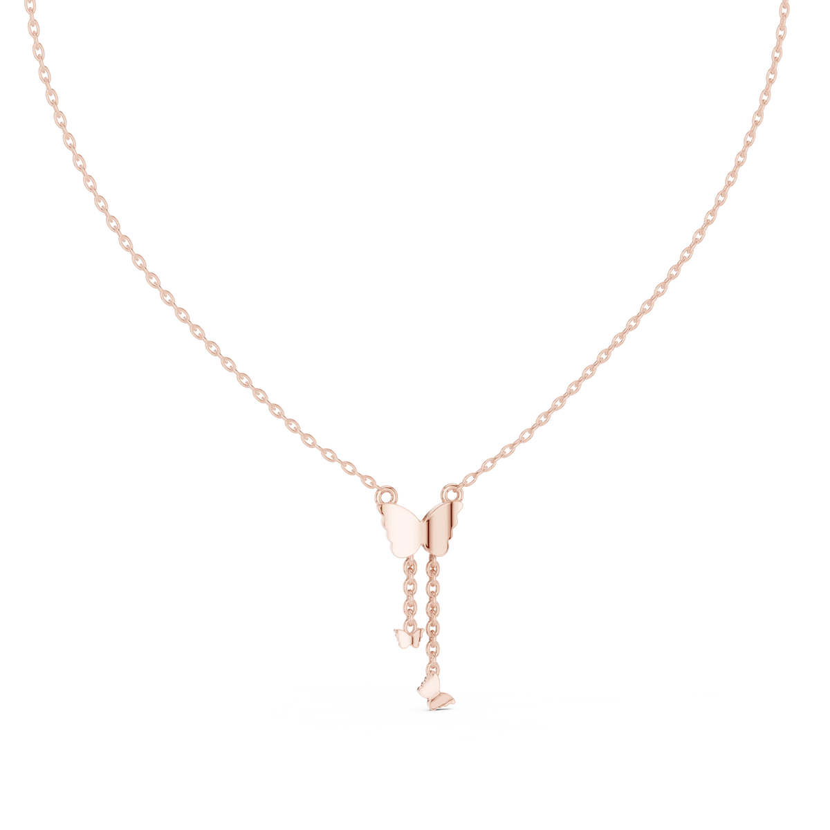 Pavé Butterfly Drop Moissanite Pendant in rose 925 sterling silver, view 4