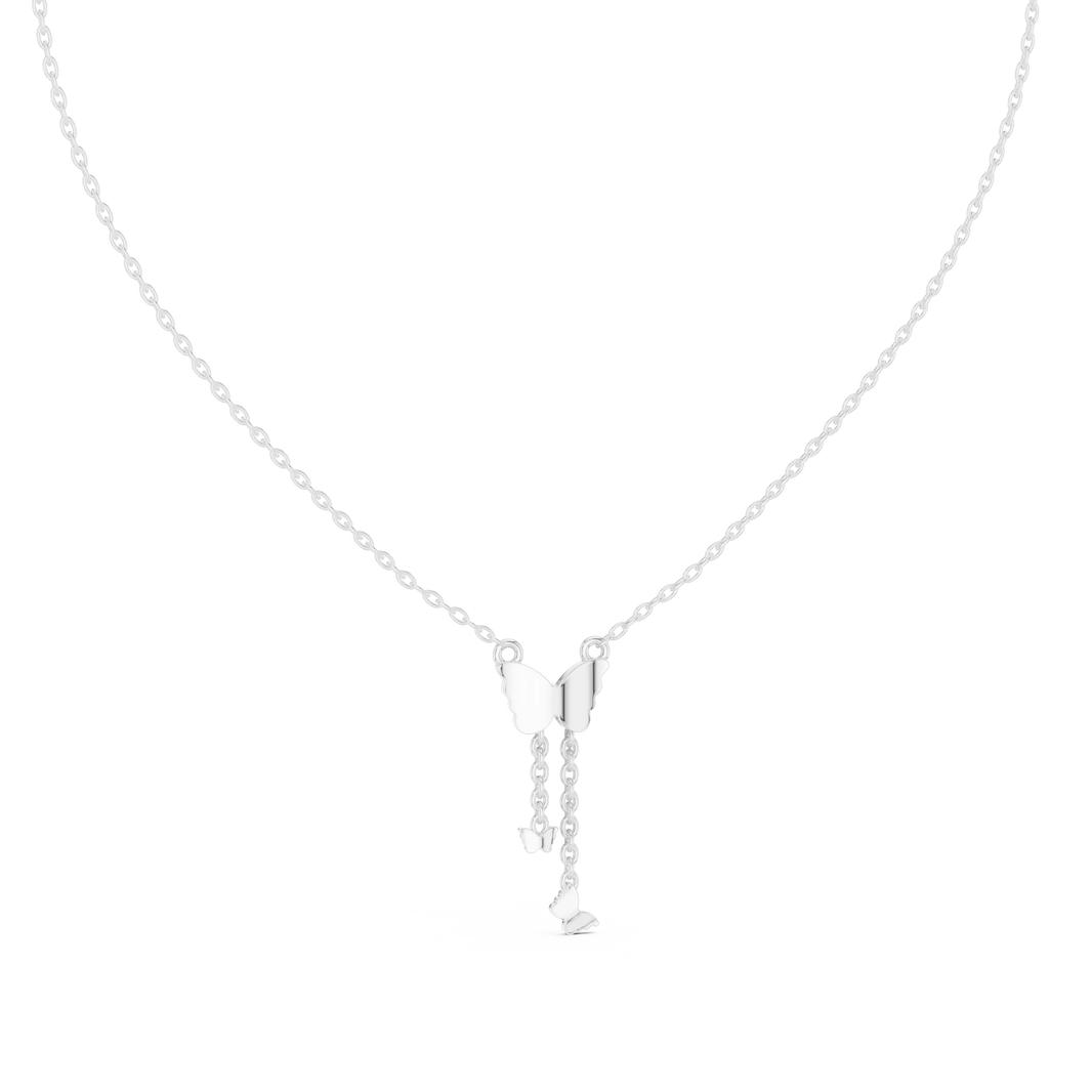 Pavé Butterfly Drop Moissanite Pendant in white 925 sterling silver, view 4