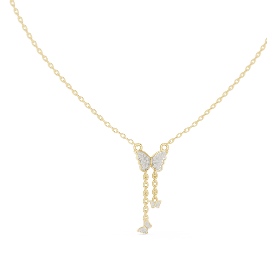 Pavé Butterfly Drop Moissanite Pendant in yellow 925 sterling silver, view 1