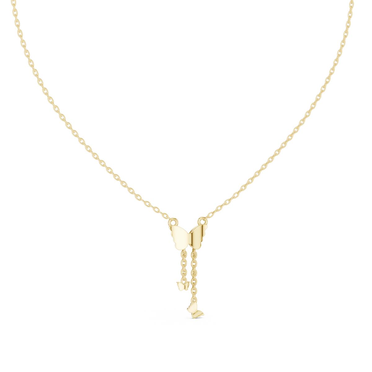 Pavé Butterfly Drop Moissanite Pendant in yellow 925 sterling silver, view 4