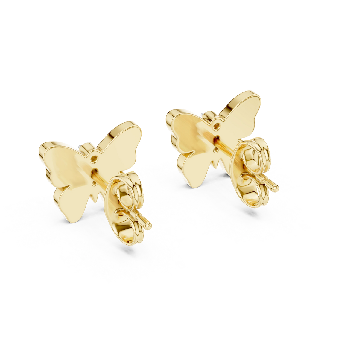 Enamel Butterfly Moissanite Stud Earrings in yellow 925 sterling silver, view 3