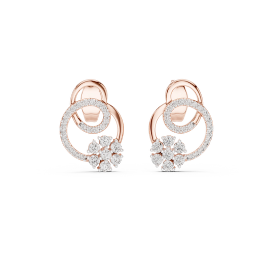 Interlocking Circles Moissanite Cluster Stud Earrings in rose 925 sterling silver, view 4