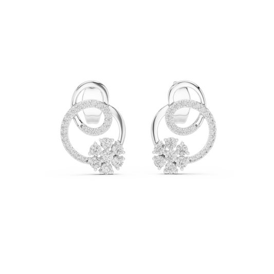 Interlocking Circles Moissanite Cluster Stud Earrings in white 925 sterling silver, view 4