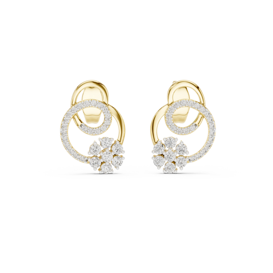 Interlocking Circles Moissanite Cluster Stud Earrings in yellow 925 sterling silver, view 4